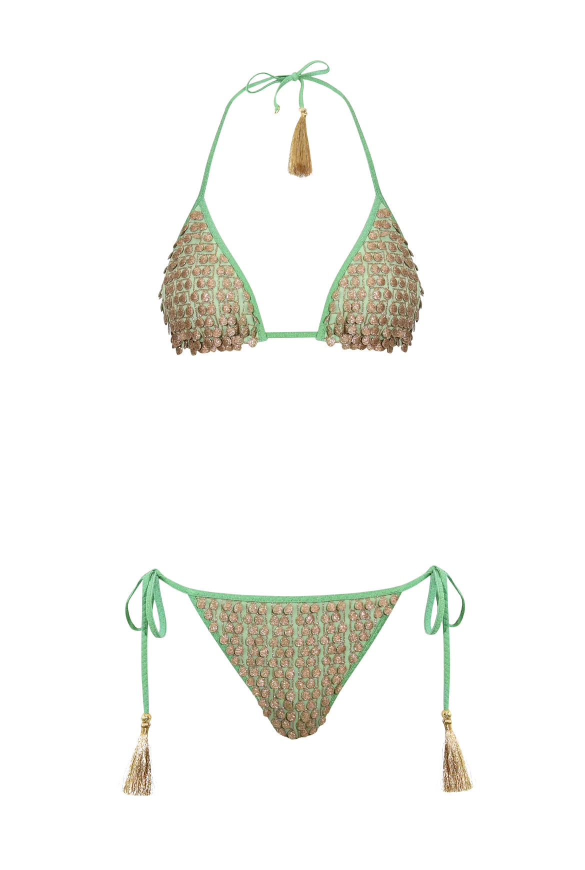 Mint Pom Pom Triangle Bikini