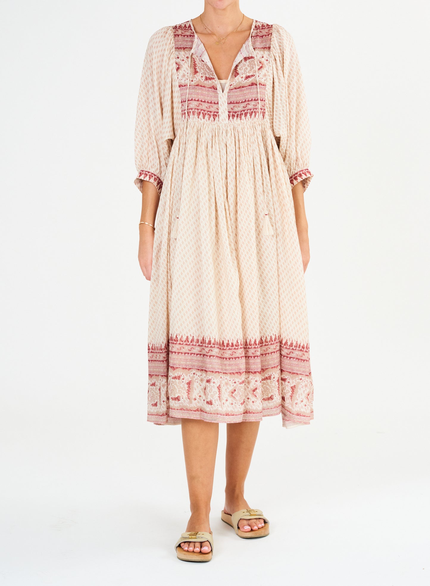 Ode Print Gathered Dress