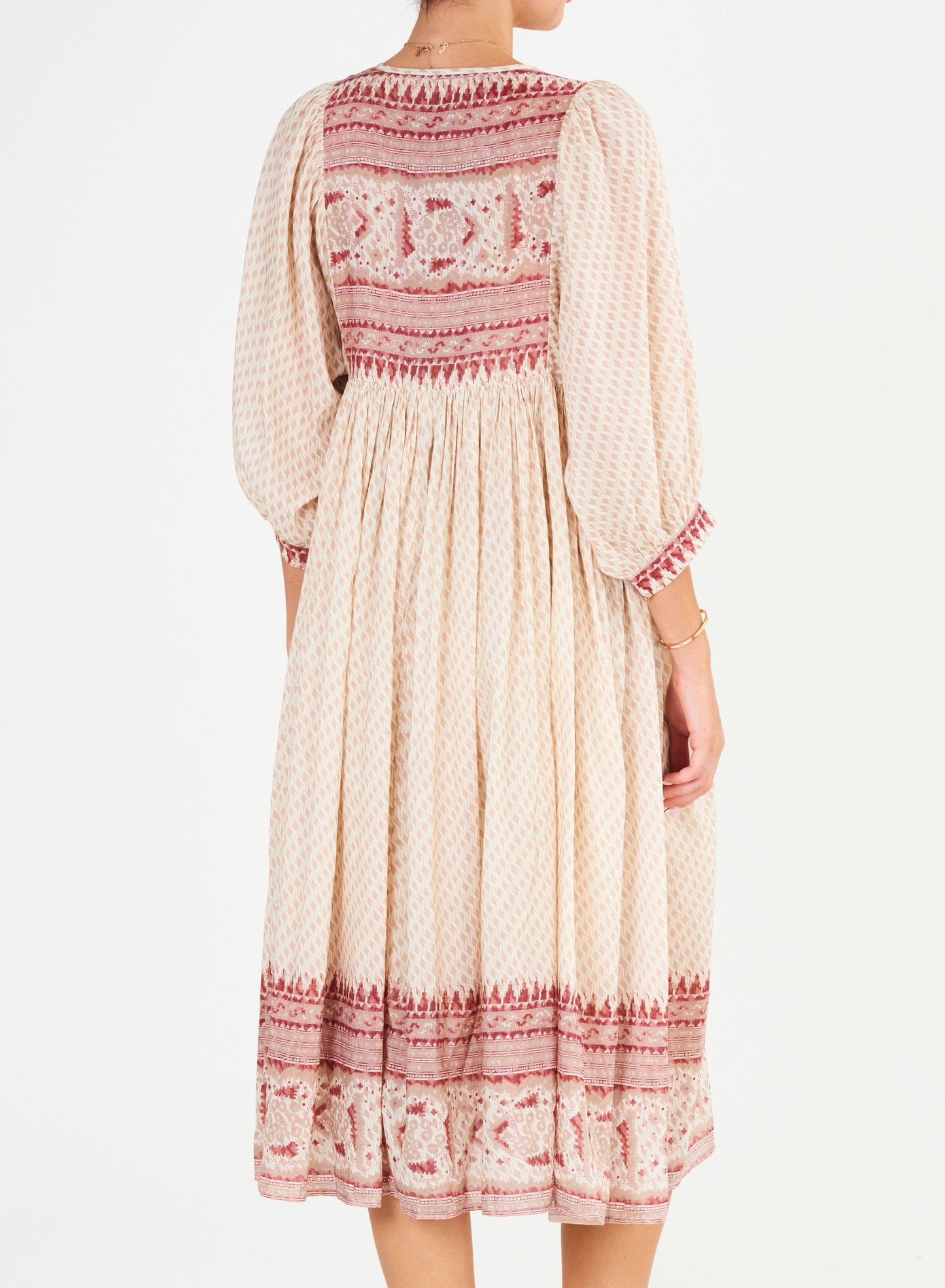 Ode Print Gathered Dress