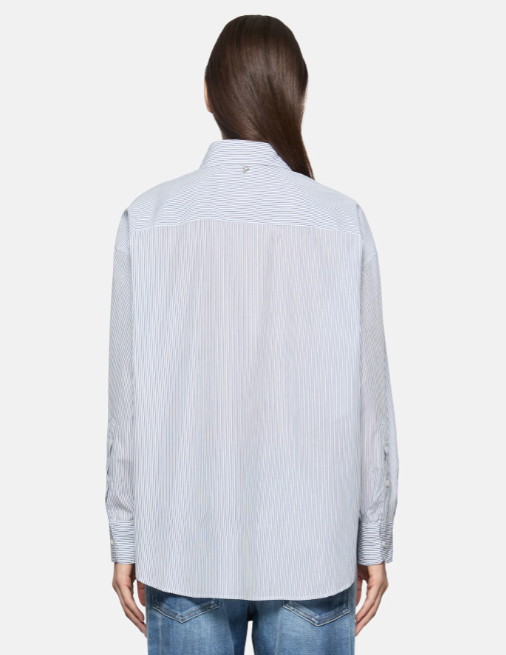 Oversized shirt in striped poplin