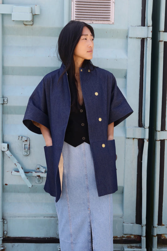 Short Mok Coat Denim