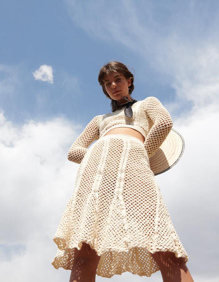 White Crochet Skirt