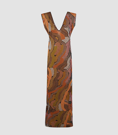 Lurex Jacquard V-neck Dress