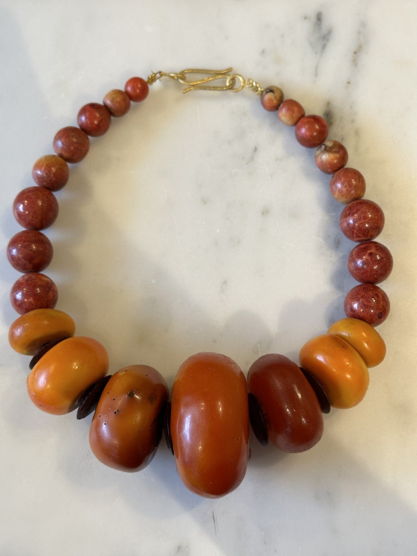 African amber and flower coral