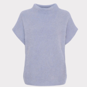 Lyseblå strikpullover med kort ærme. BTF Isabelle Racoon Pullover Light Blue 600 x 600