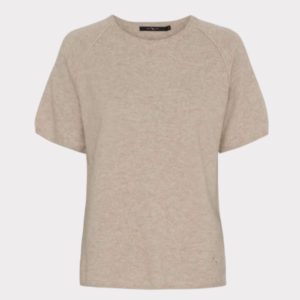 Lys beige cashmere pullover med korte ærmer. BTF Sabrina Cashmere Pullover Cream Melange SS