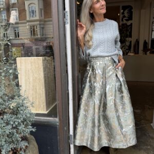 Store51 Brocade Skirt Metallic Flower
