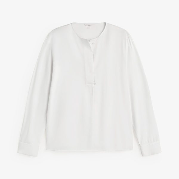 Yerse Collarless Shirt With Placket Ecru