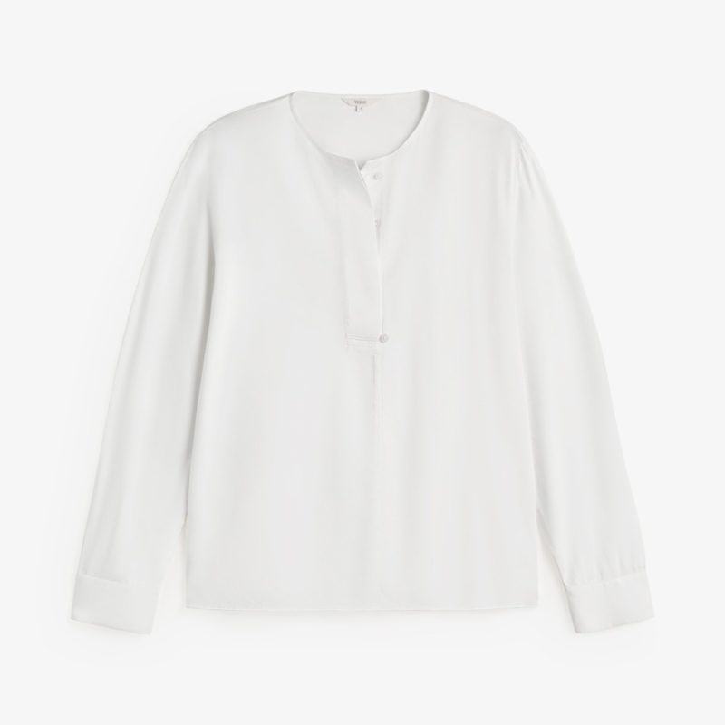 Yerse Collarless Shirt With Placket Ecru