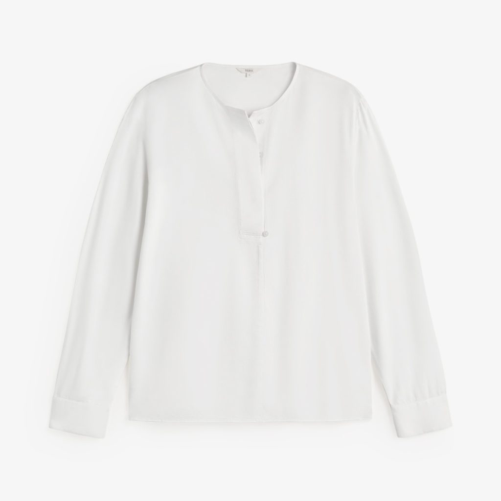 Yerse Collarless Shirt With Placket Ecru