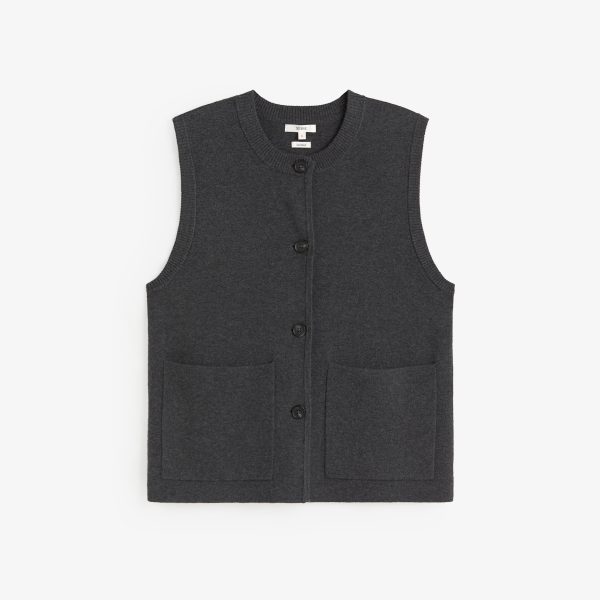 YERSE Open Full Knit Vest Grey