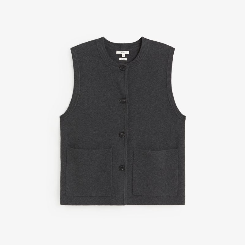 YERSE Open Full Knit Vest Grey