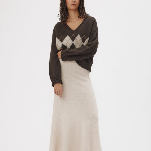 Six Ames Isabella Skirt Oatmeal Beige