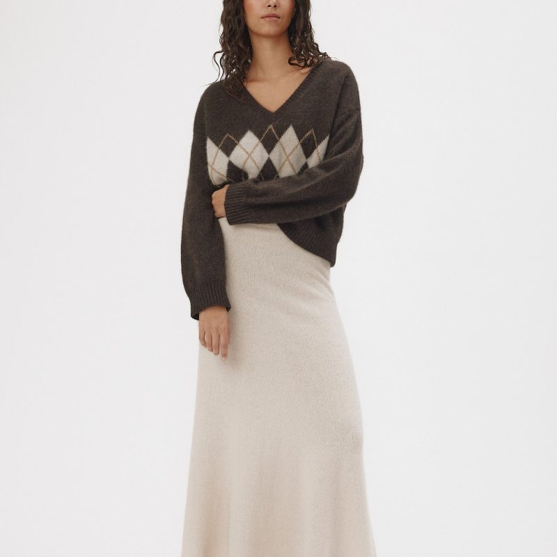 Six Ames Isabella Skirt Oatmeal Beige