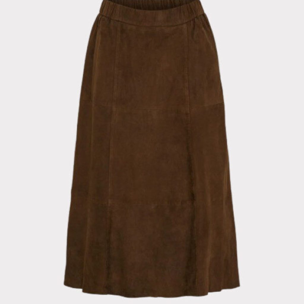 A-shape nederdel i Chocolate Brown Ruskind fra BTF