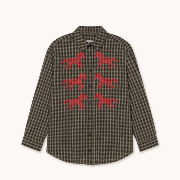 Tinycottons Horses Check Relaxed Shirt Navy