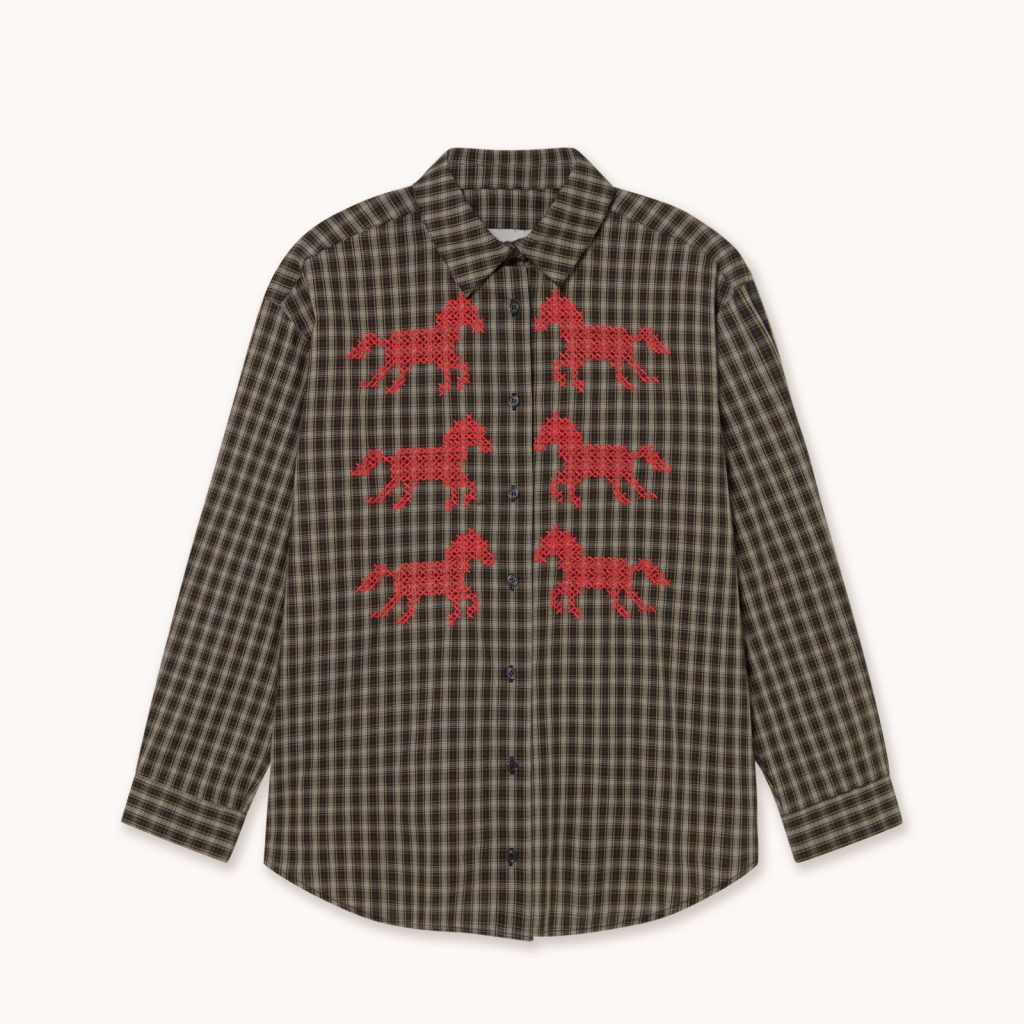 Tinycottons Horses Check Relaxed Shirt Navy