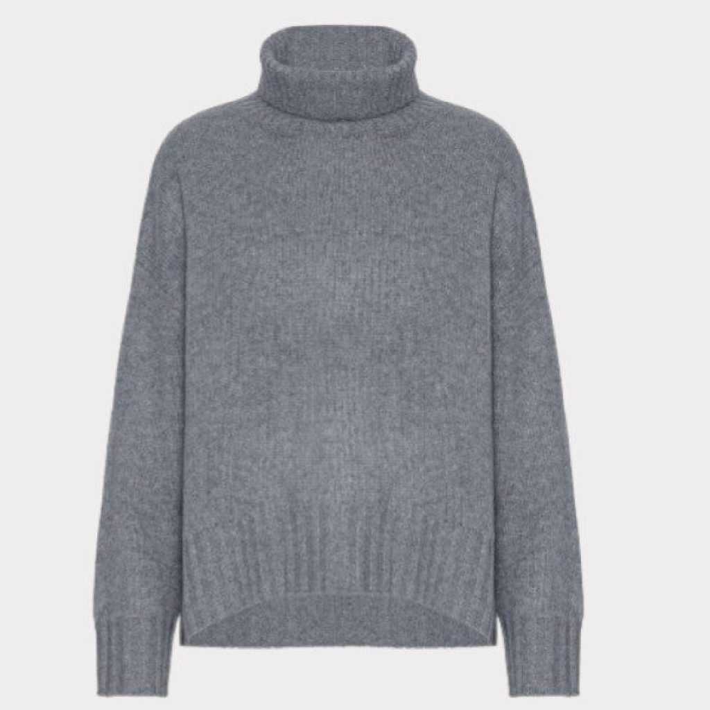 Amalie Rullekrave sweater i mørkegrå cashmere