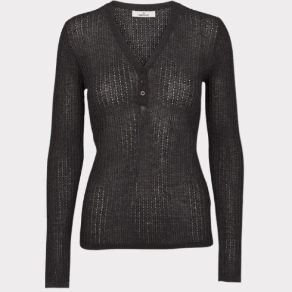 Basic Apparel Adi LS V-neck Dark Grey Strik