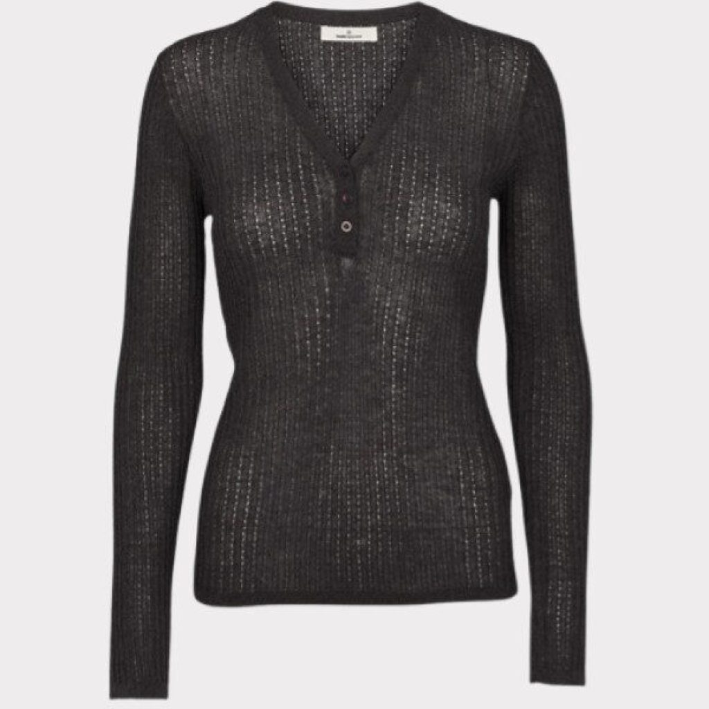 Basic Apparel Adi LS V-neck Dark Grey Strik