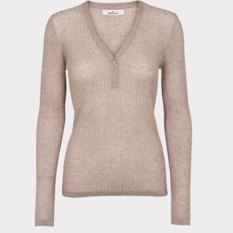 Basic Apparel Adi LS V-neck Natural Melange