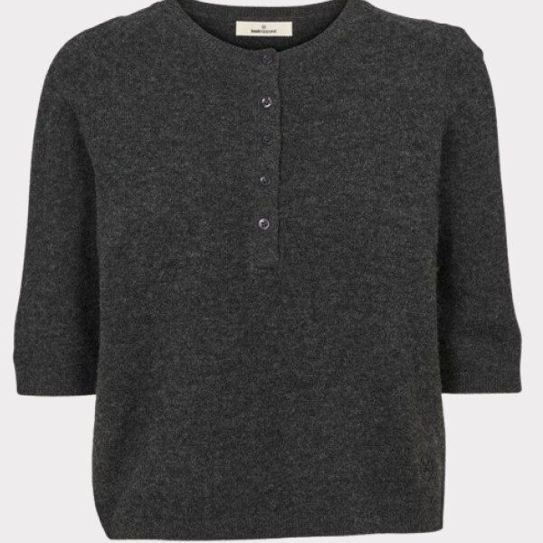 Basic Apparel Selem Granddad Tee Strik Dark Grey Melange