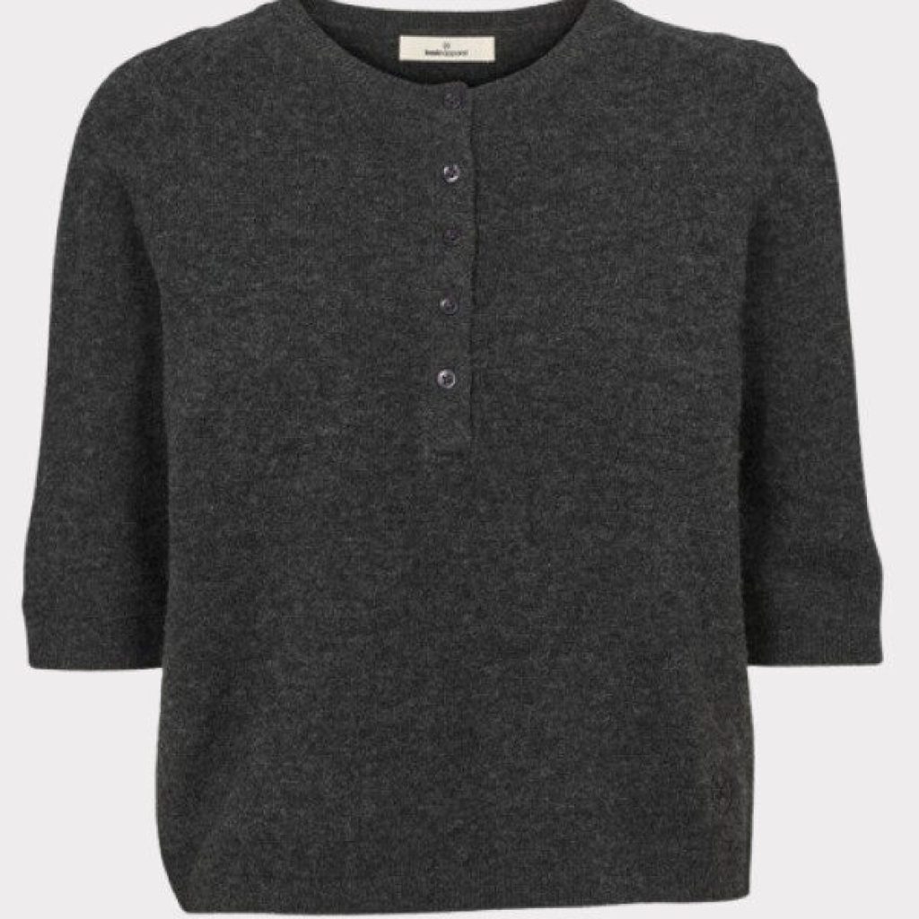 Basic Apparel Selem Granddad Tee Strik Dark Grey Melange