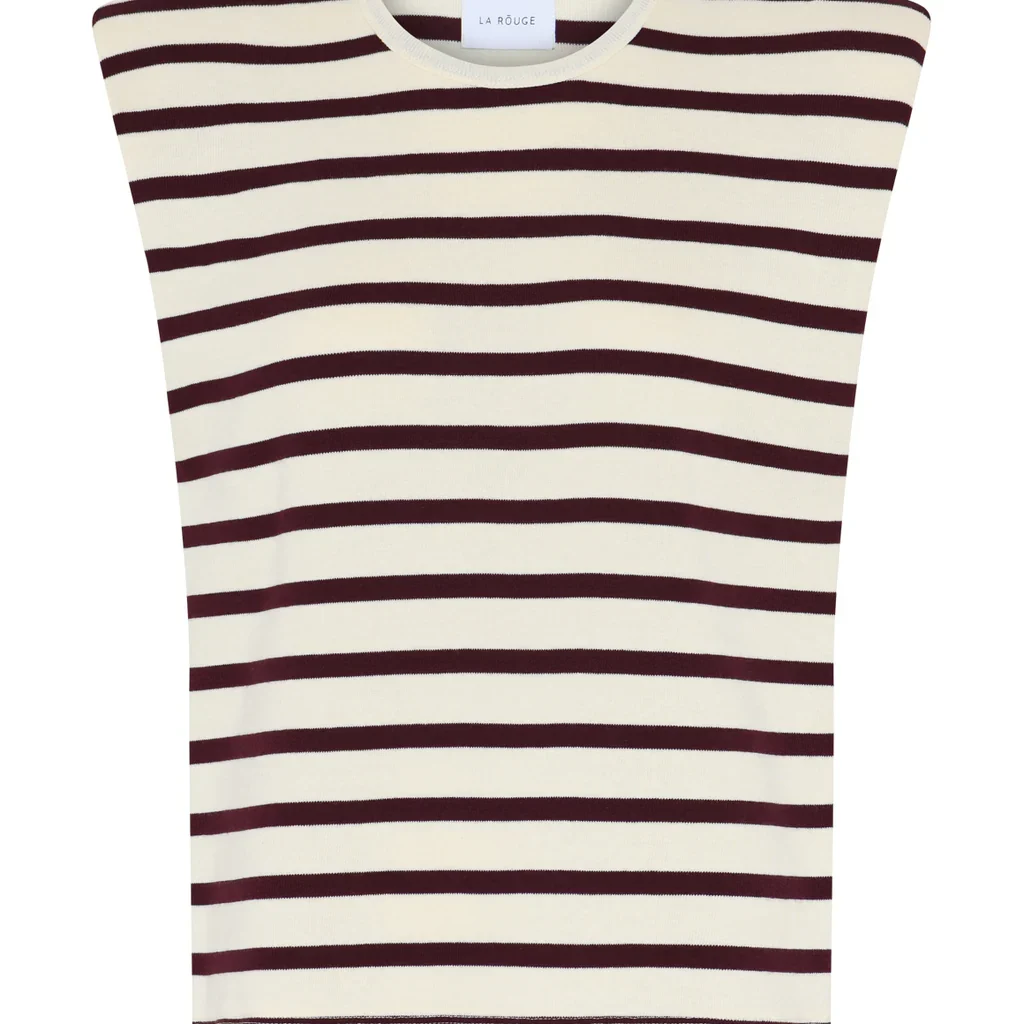 La Rouge Claudia Top LR1908 Offwhite Wine Stripe