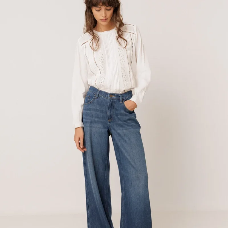 Indi & Cold Romantic Double Gauze Blouse White