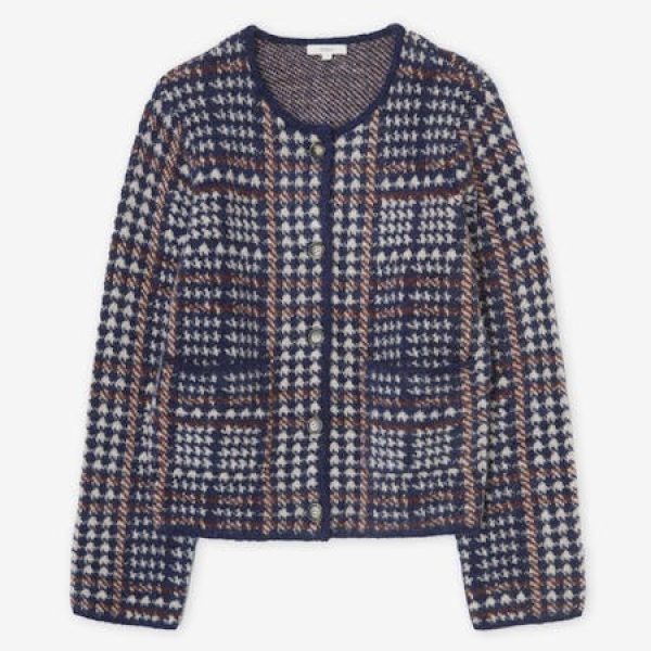 YERSE Prince of Wales Jacquard Cardigan
