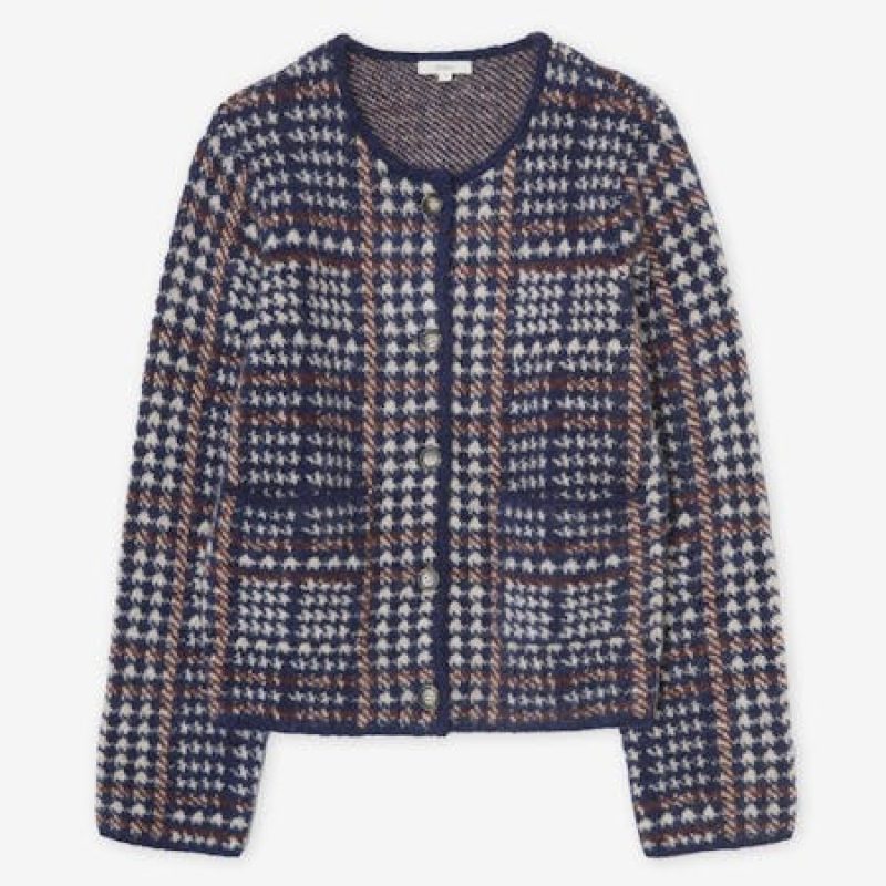 YERSE Prince of Wales Jacquard Cardigan