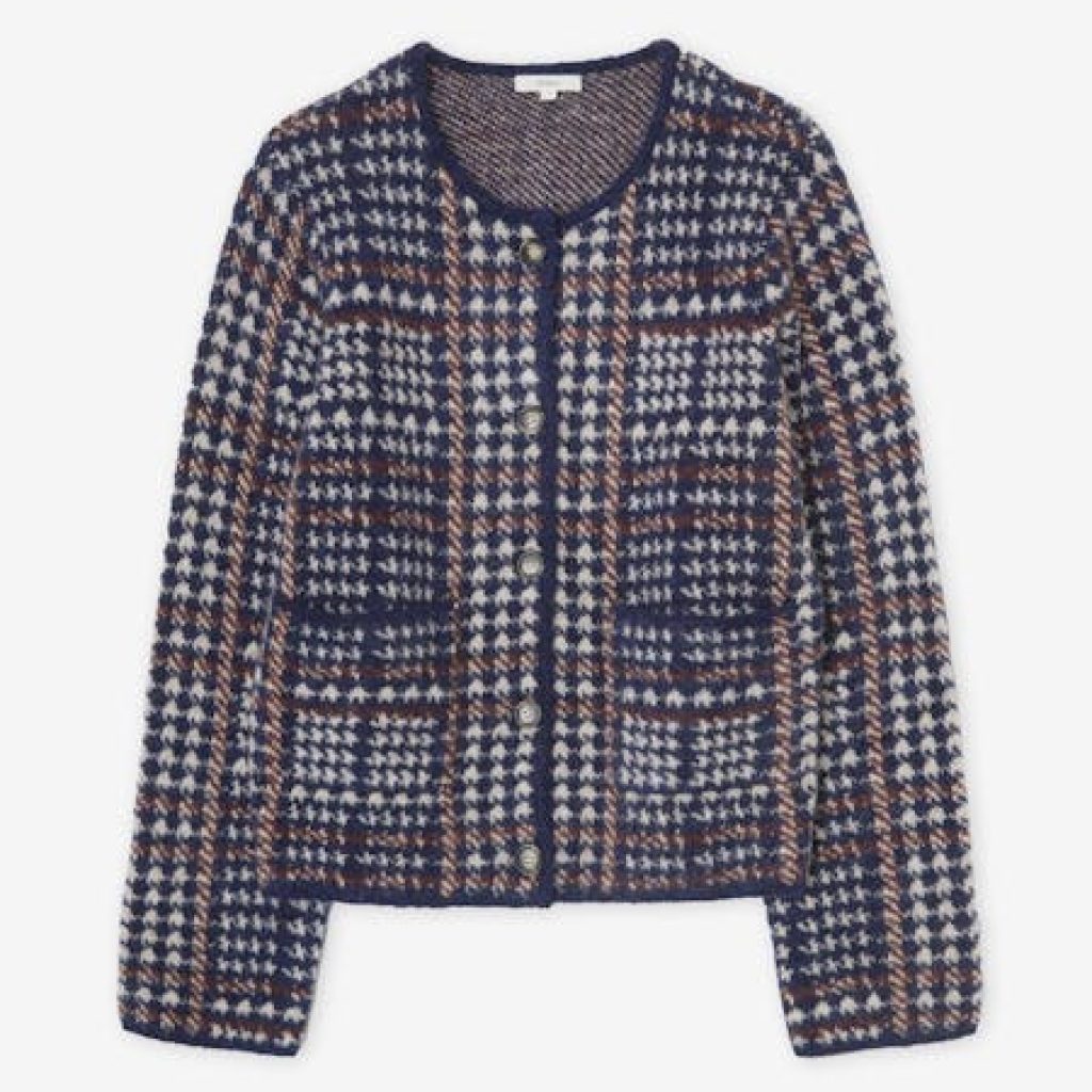 YERSE Prince of Wales Jacquard Cardigan