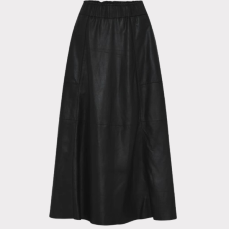 La Rouge Gudrun Leather Skirt Black