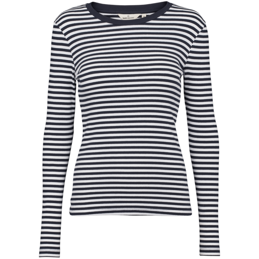 Basic Apparel Ludmilla LS Tee Sky Captain Bright White