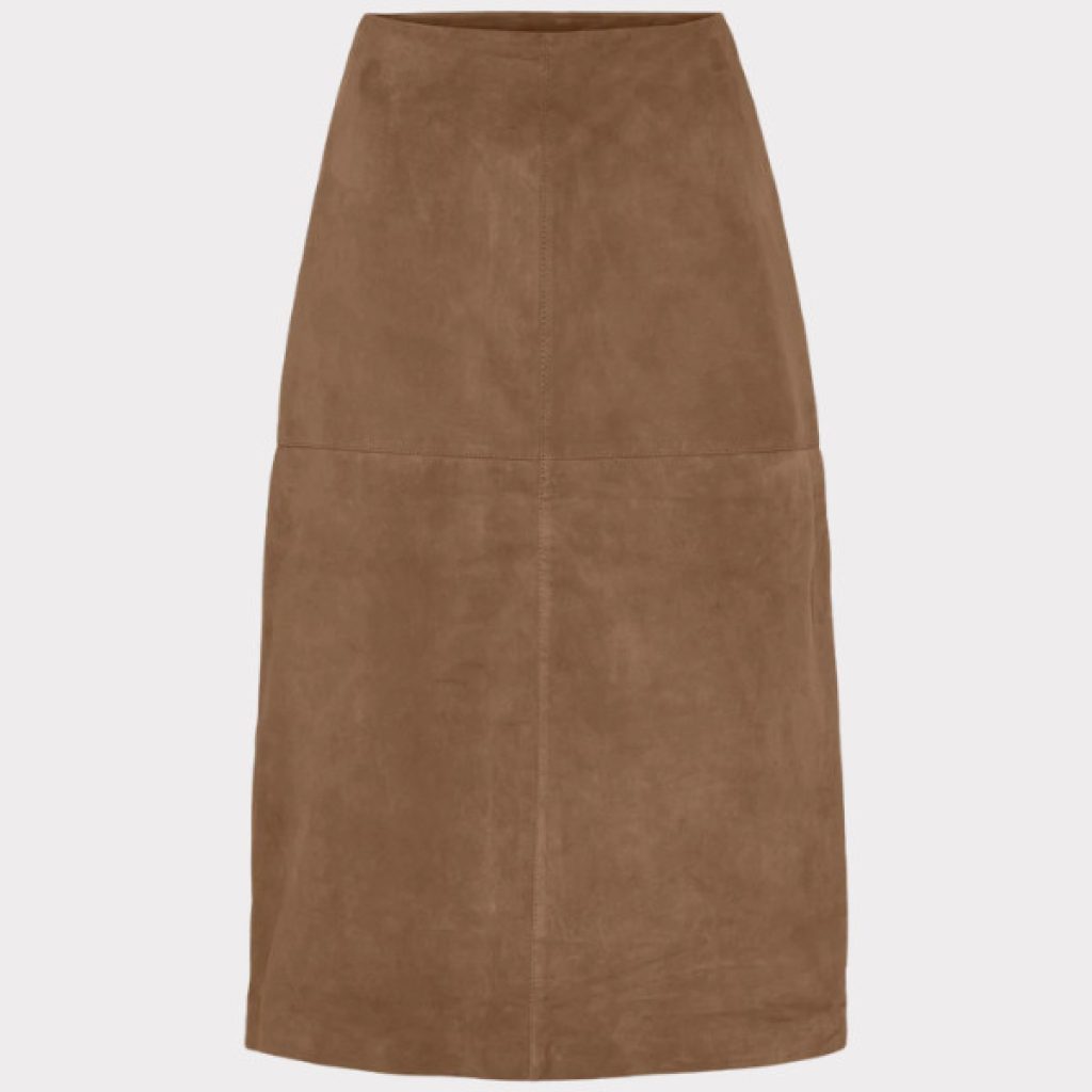 Nederdel i ruskind med lige snit