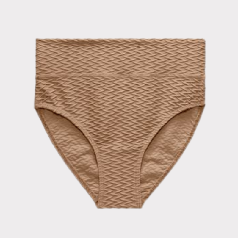 Beige badetights med tekstur. Paula Beachwear Bottom Seaweed Wave Driftwood
