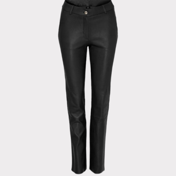 Skindbuks med lige ben i coffee brown