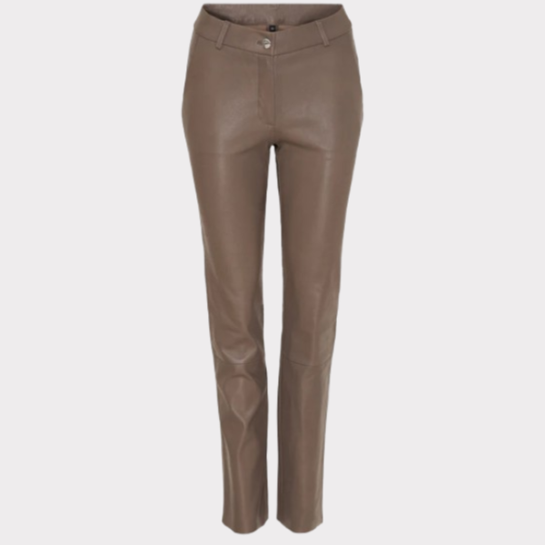 Skindbuks med lige ben i farven taupe