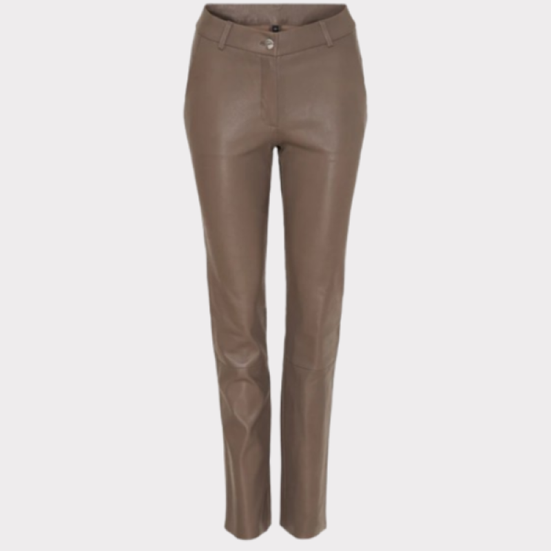 Skindbuks med lige ben i farven taupe