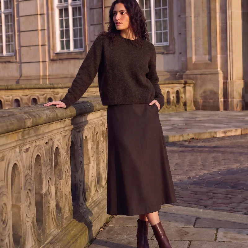 La Rouge Sofie Wool Skirt Dark Brown