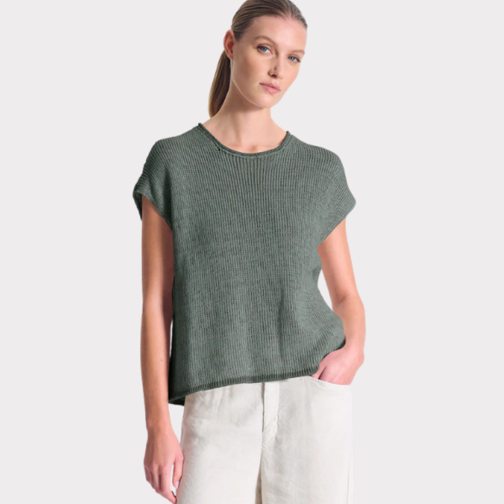 Transit Rope Knit Top Green 600 x 600