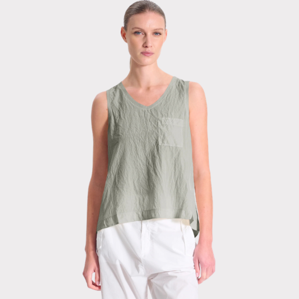 Transit faded green silk blend tank top