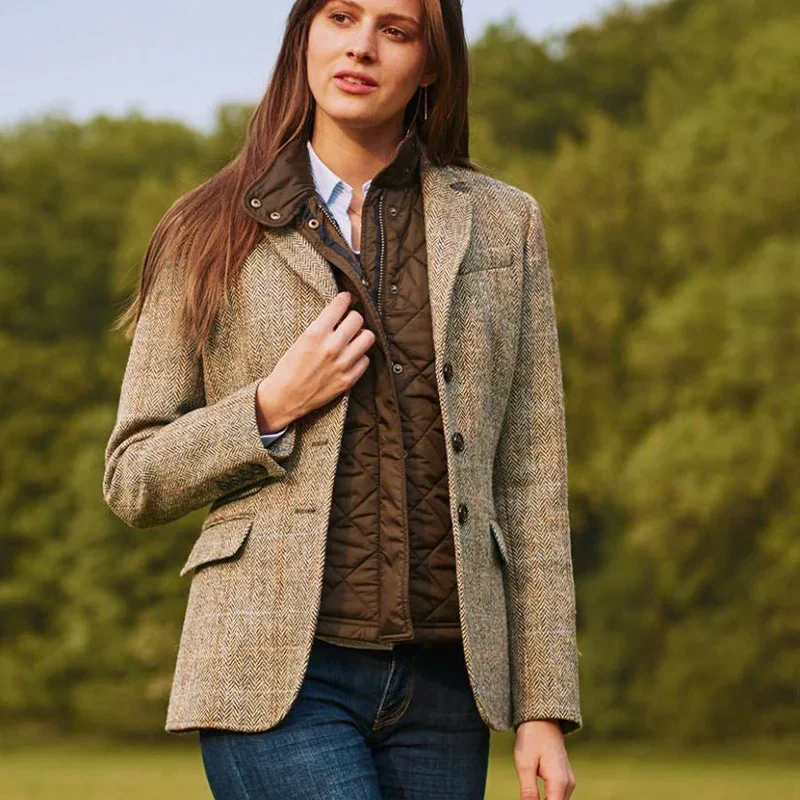 Carola Wool Blazer Sand Herringbone