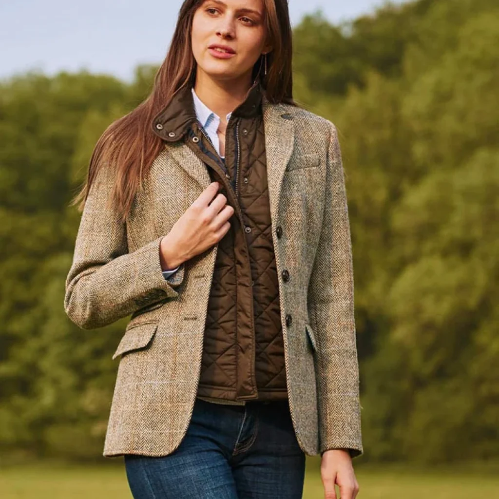 Carola Wool Blazer Sand Herringbone