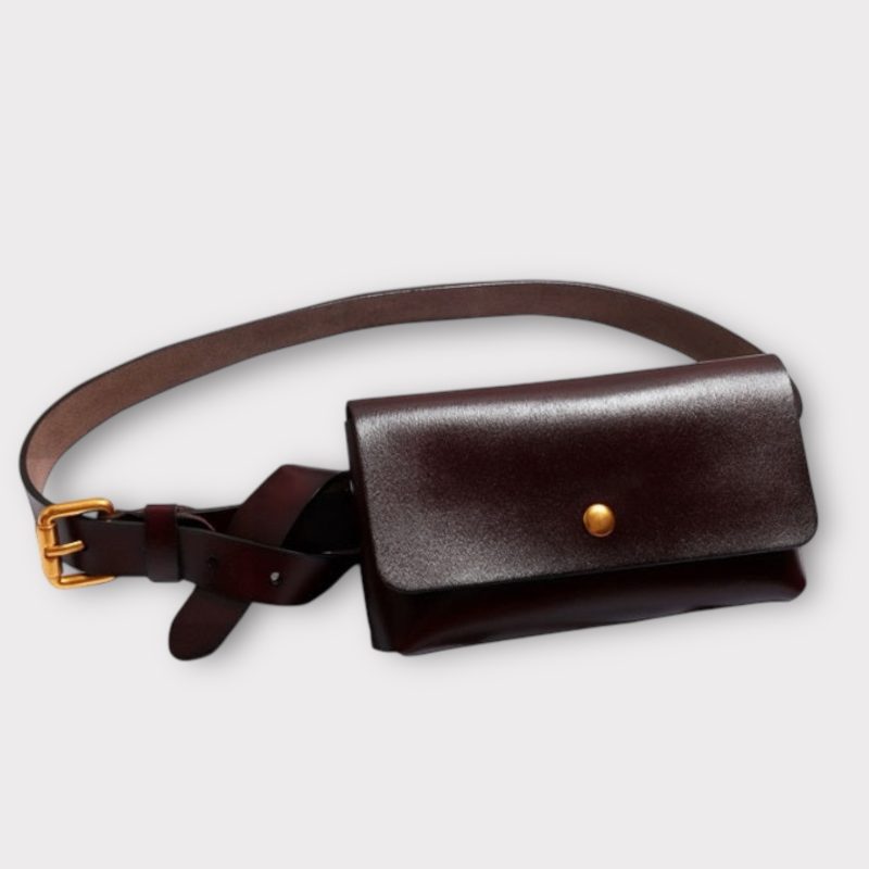 plisse taia blet bag dark brown