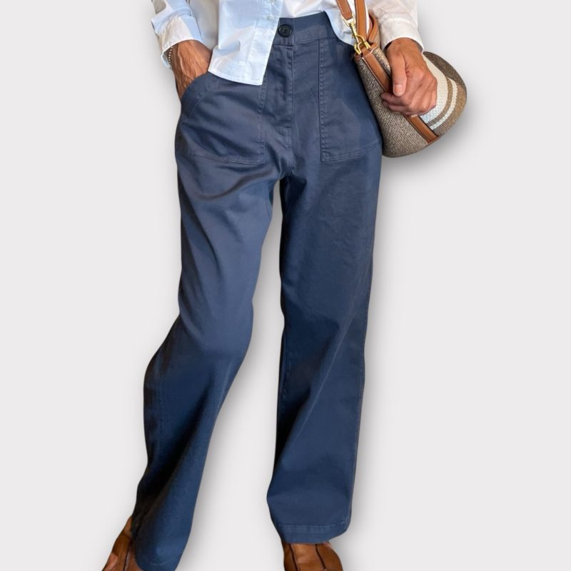 gai & lisva twill pant denim blue