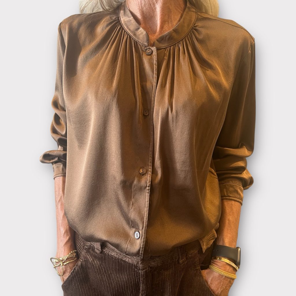 transit silk shirt tobacco