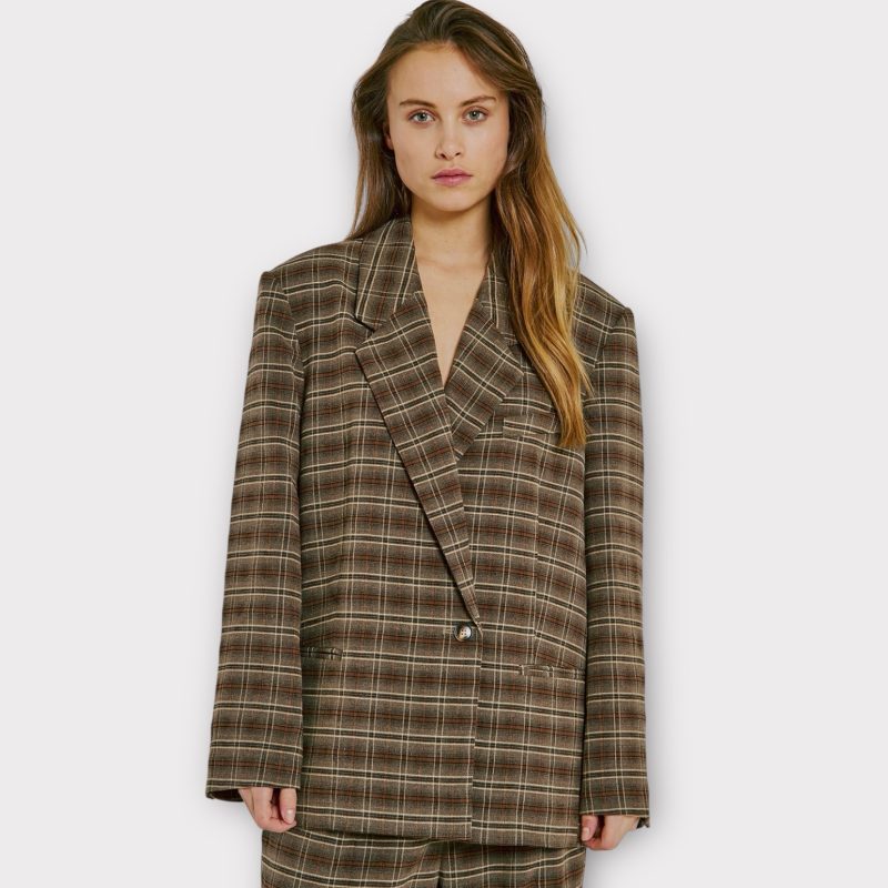 norr checks blazer brown