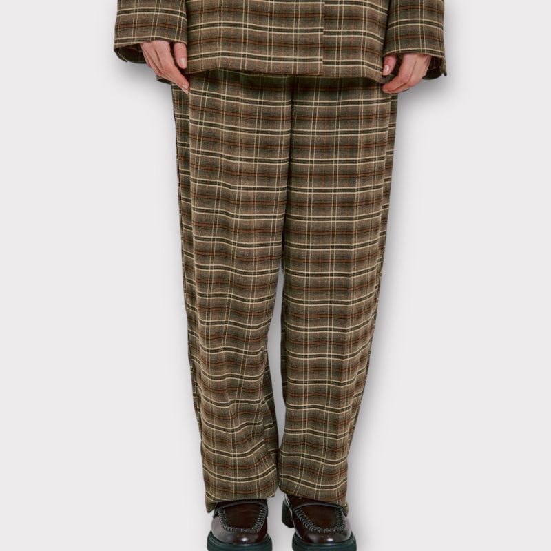 norr checks pants brown