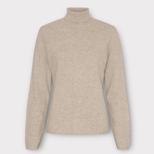 btf cashmere turtle neck pullover cream melange